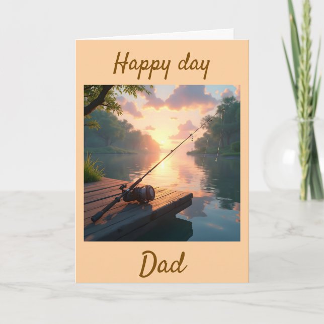 Lycklig dag pappa fiske tema vi älskar dig tack kort (Framsida)