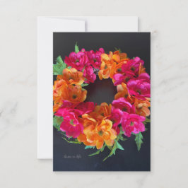 Lycklig Dag - Rosa och Orange Blommigt Utandning Anteckningskort