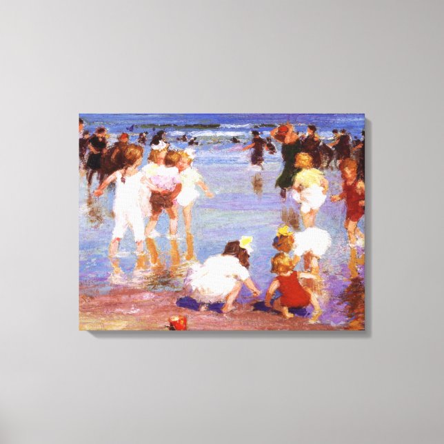 Lycklig-dagar vid stranden (av E.H. Potthast) Canvastryck (Framsida)