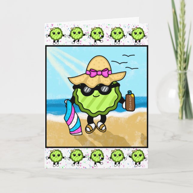 Lycklig-dagen! | Funny Beach Pickle Kort (Framsida)