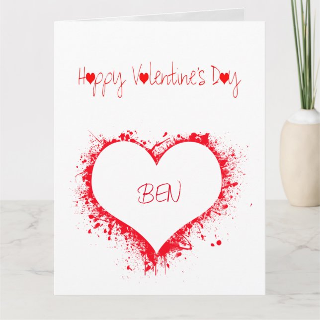 Lycklig-dagen i kärlek, det röda hjärtat fullt i k tack kort (Framsida)