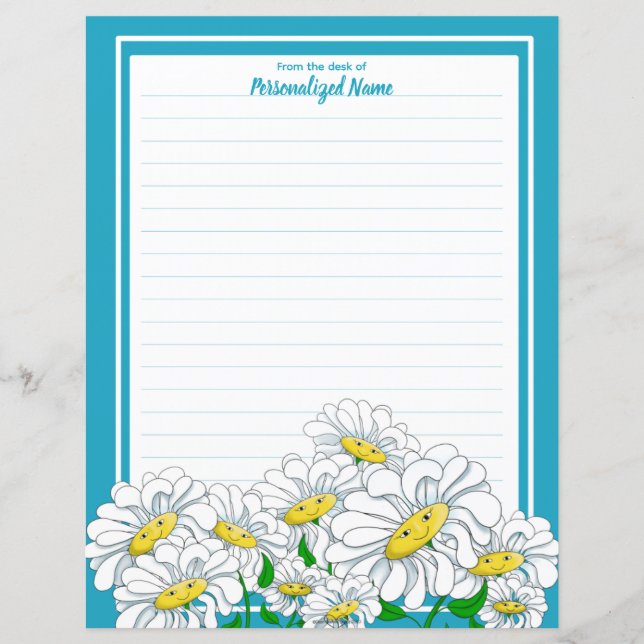 Lycklig Daisy Blue - Vit Pappra Lakan (Framsida)