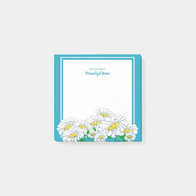Lycklig Daisy Blue - White Post-it Block (Framsida)