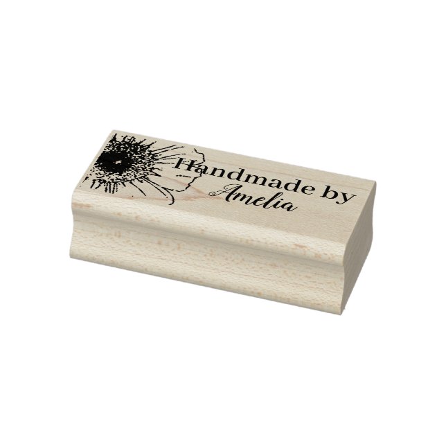 Lycklig Daisy "Handgjorda av" Stämpel (Stämpel)