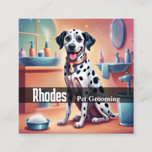 Lycklig Dalmatian Hund Pet Grooming Services Djuro Fyrkantigt Visitkort