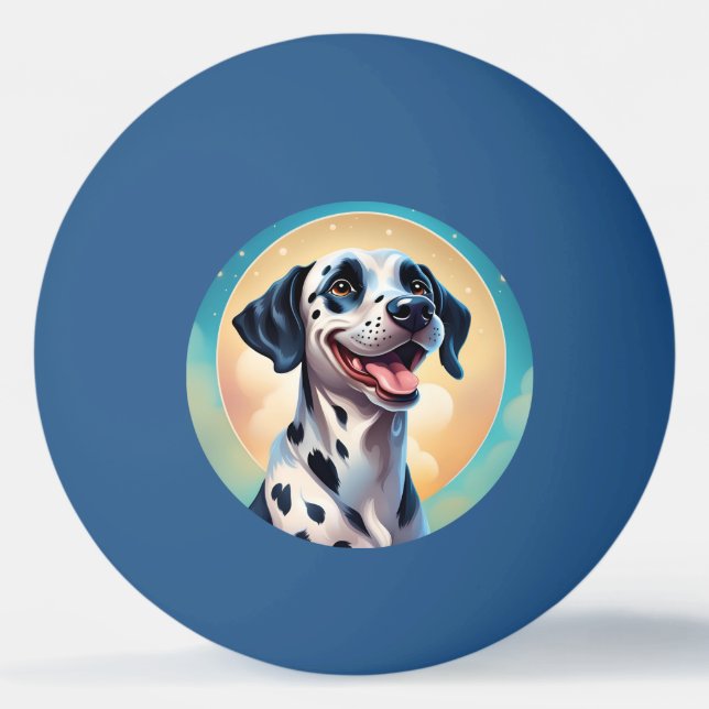 Lycklig Dalmatian Hund Pet Pingisboll (Framsidan)