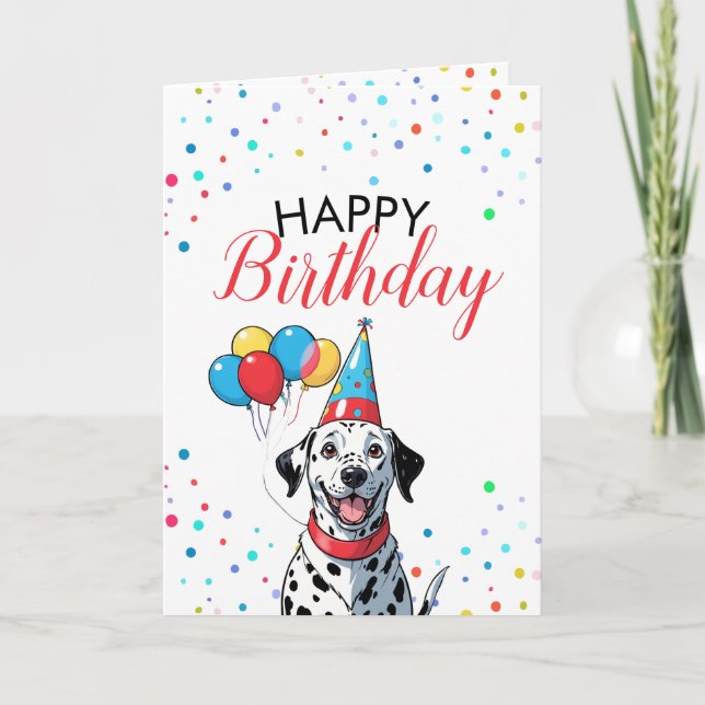 Lycklig Dalmatien med Balloons Birthday Kort (Framsida)