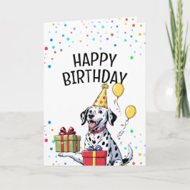 Lycklig Dalmatien med Party Hat Birthday Kort