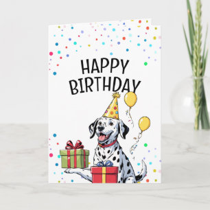 Lycklig Dalmatien med Party Hat Birthday Kort
