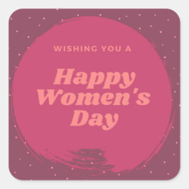 Lycklig damdag önskemål röd fyrkantigt klistermärke