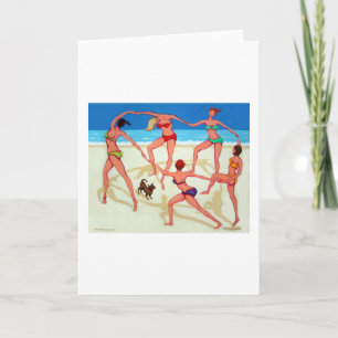 Lycklig Dance - Flickor på Vacation vid Beach! Kort