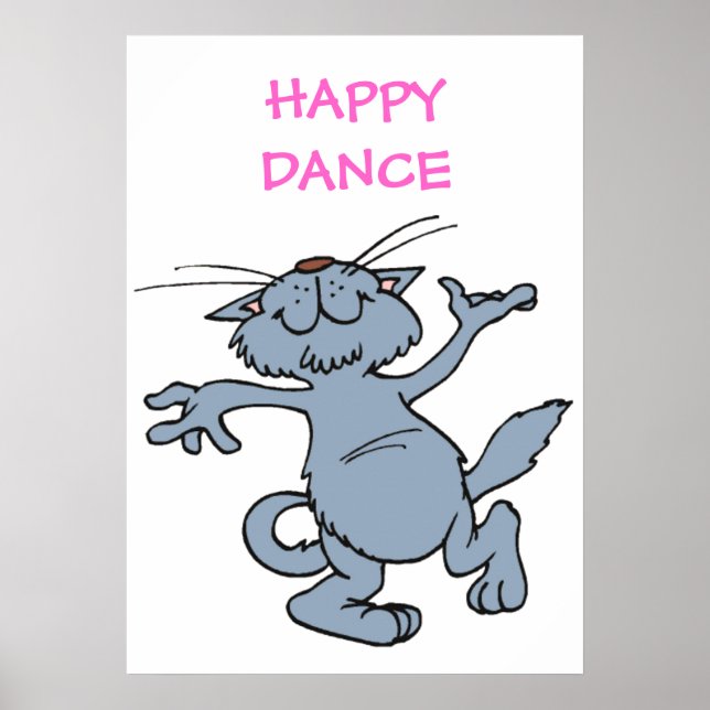 Lycklig Dance Funny Glatt Dancing Cat Poster (Framsidan)
