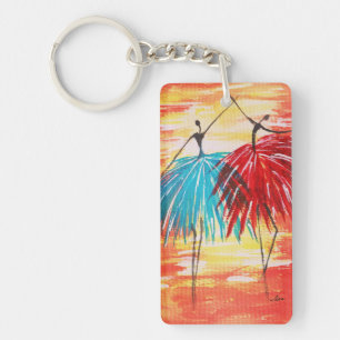 Lycklig Dancers Acrylic Keychain, (dubbla-sidig)