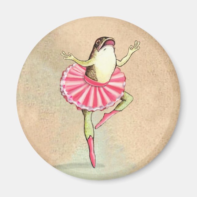 Lycklig Dancing Ballerina Frog Magnet (Framsidan)