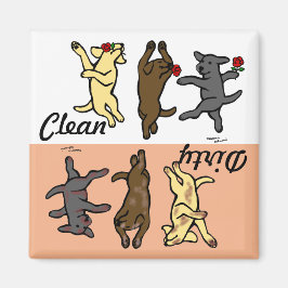 Lycklig Dancing Labradors Clean / Dirty Magnet