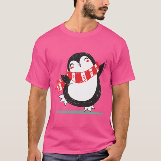 Lycklig Dancing Penguin T Shirt (Framsida)