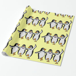 Lycklig Dancing Penguins Födelsedagsfest Presentpapper