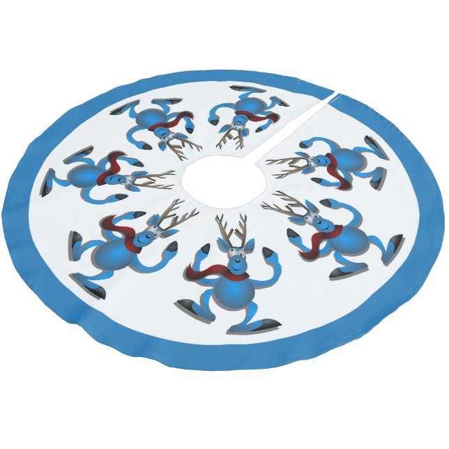 Lycklig Dancing Reindeer Helgdag Julgransmatta Borstad Polyester (Vinklad)