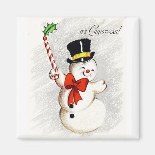 Lycklig Dancing Snögubbe Vintage Magnet