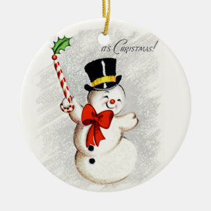 Lycklig Dancing Snögubbe Vintage Ornament