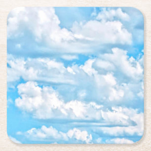 Lycklig Dancing Sunny Clouds Decor Underlägg Papper Kvadrat
