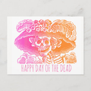 Lycklig Day of the dead Rainbow Catrina Vykort