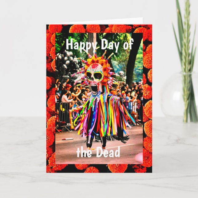 Lycklig Day of the dead Skeleton, 5 tum x 7 tum ko Kort (Framsida)