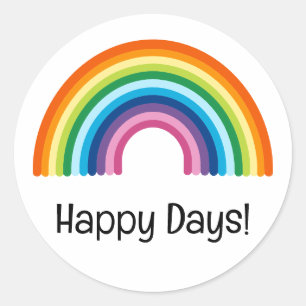 Lycklig Days minimalistisk regnbågsposition Runt Klistermärke