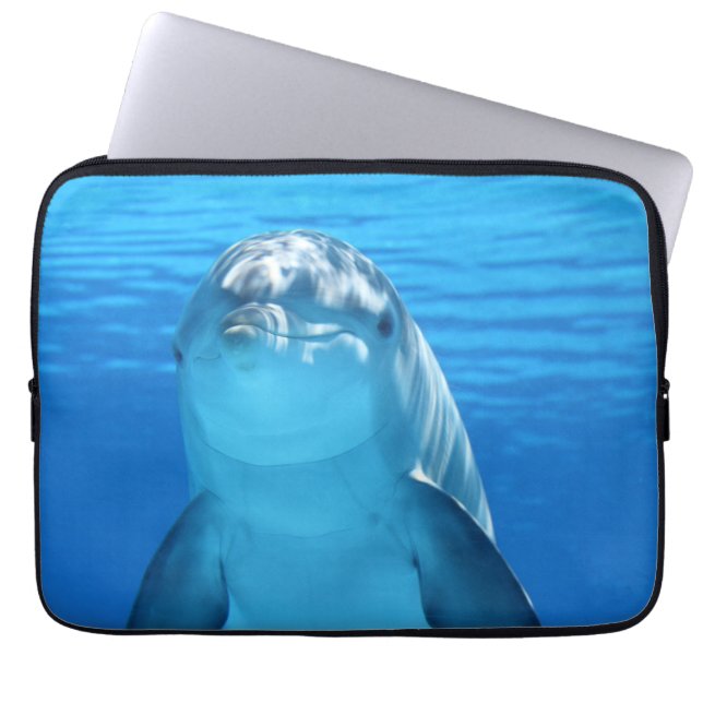Lycklig delfin laptop sleeve (Framsidan)