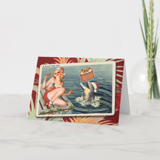 Lycklig-delfinkort för julkort helgkort (Framsida)