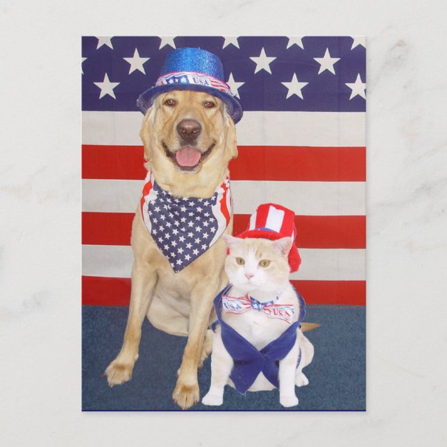 Lycklig den 4 juli! vykort (Framsida)