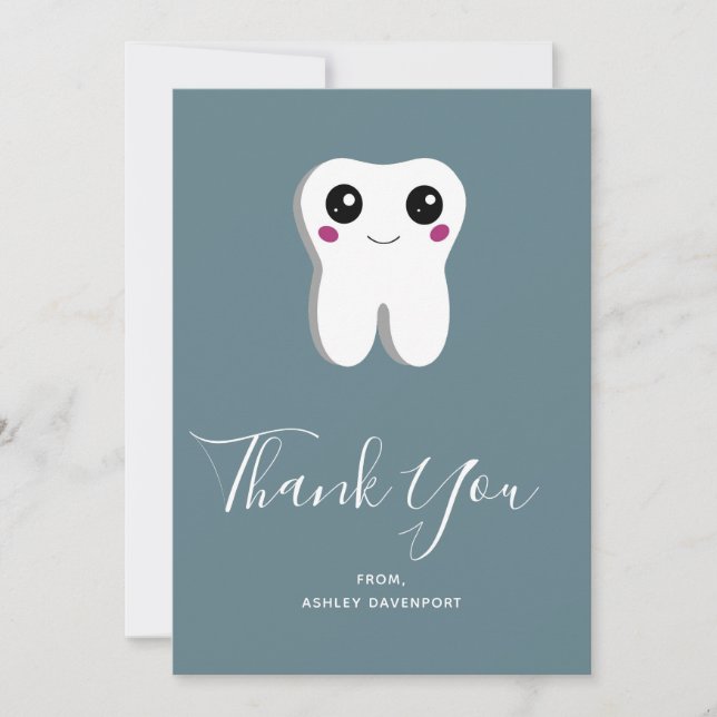 Lycklig Dental Toth Smiling Cute Tack (Framsida)