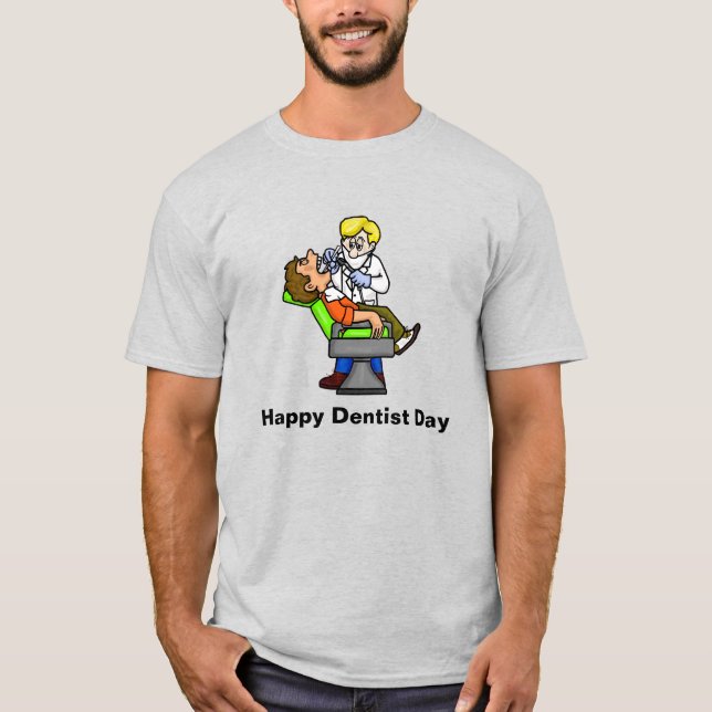 Lycklig Dentist Day T-Shirt (Framsida)