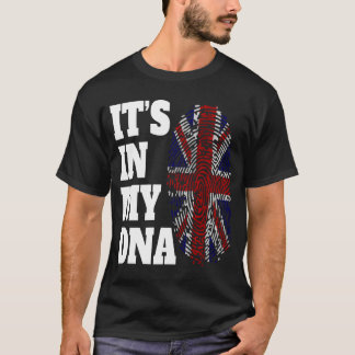 Lycklig Det är i mitt DNA Flagga England brittiskt T Shirt