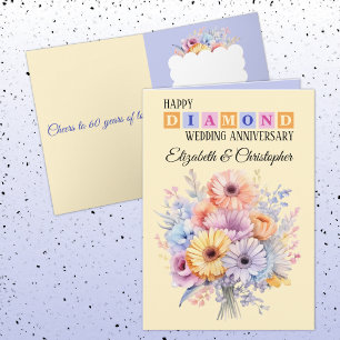 Lycklig Diamond-årsdagen namn blomsterpersika Kort