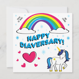 Lycklig Diaversary [Blue Unicorn] Kort