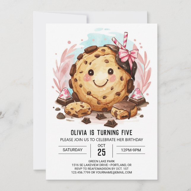 Lycklig Digital Elegant Cookies Birthday Inbjudningar (Framsida)