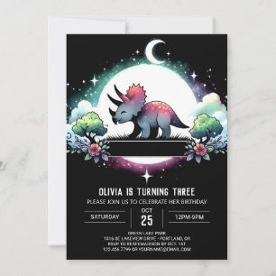 Lycklig Dino Triceratops Birthday Inbjudningar