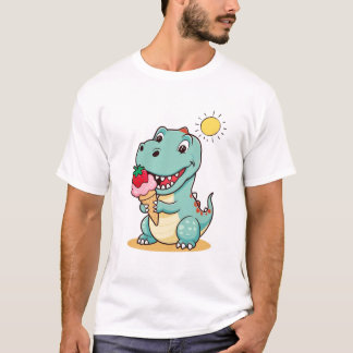 Lycklig Dinosaur Eating Ice Cream | Cute Summer T- T Shirt