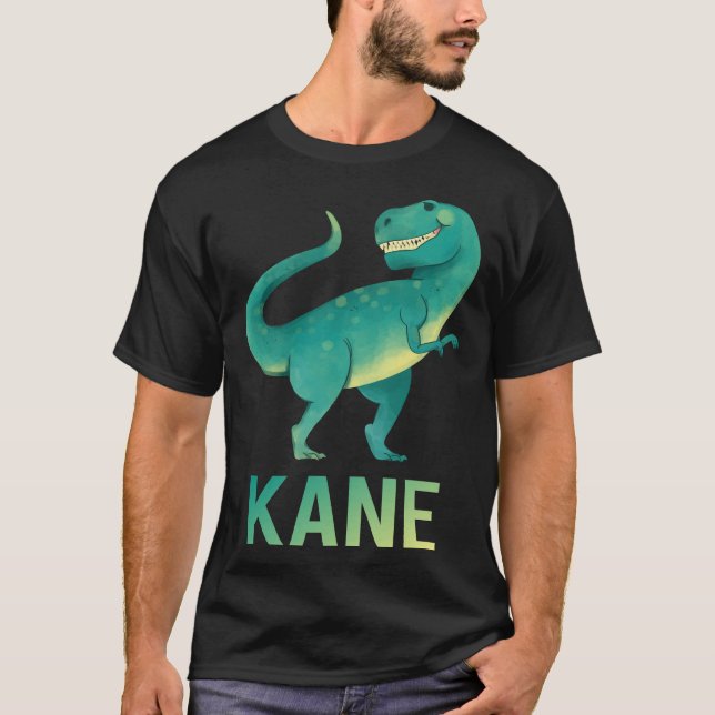 Lycklig Dinosaur - Kane Namn T Shirt (Framsida)