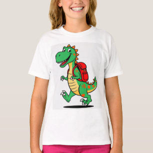 Lycklig Dinosaur med ryggsäck T-Shirt för barn"