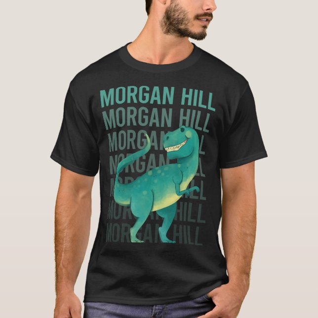 Lycklig Dinosaur Morgan Backe T Shirt (Framsida)