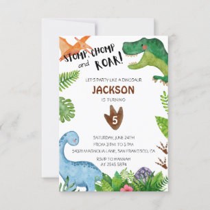 Lycklig Dinosaurs födelsedag Inbjudningar