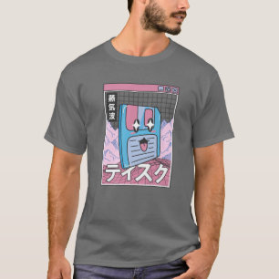 Lycklig-diskett Digital Japan Stil Otaku Anime T Shirt