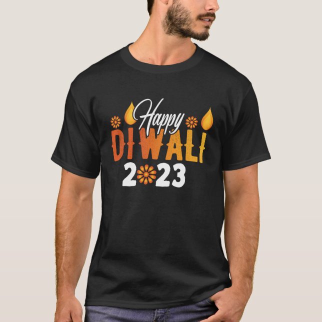 Lycklig Diwali 2023-festivalen Ljus indisk hinduer T Shirt (Framsida)