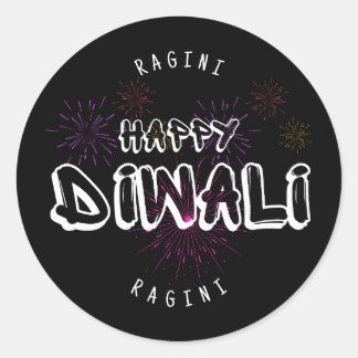 Lycklig Diwali - anpassade och personlig Runt Klistermärke