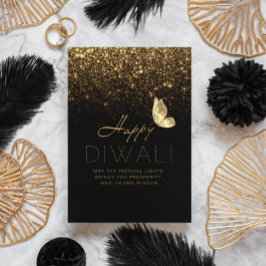 Lycklig Diwali-anpassadet lyxig svart och guld Julkort