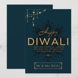 Lycklig Diwali-anpassadets flotta och guld Julkort