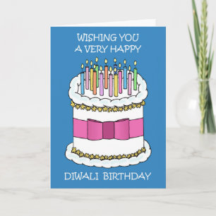 Lycklig Diwali Birthday Cake and Candles Kort