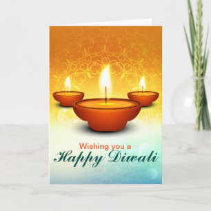 Lycklig Diwali blixtlampor gyllene grönt Kort